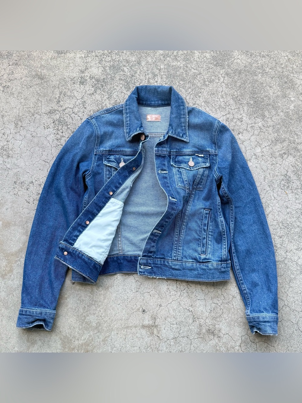 Mother THE POCKET BRUISER  Light Blue Wash Denim Jacket Sz Small